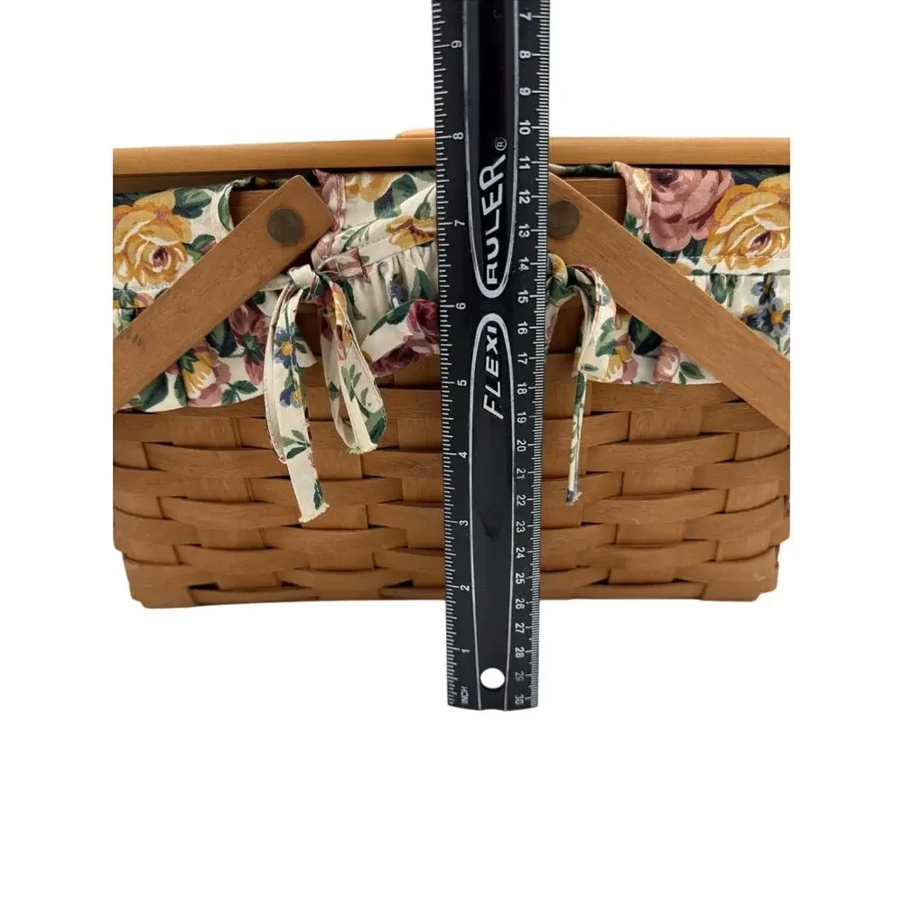 Longaberger 1995 Large Picnic Basket Cottage Combo Rare Lid Liner Protector USA